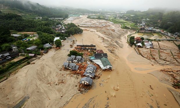 Click to enlarge An aerial view of the flooded Asakura City, Japan