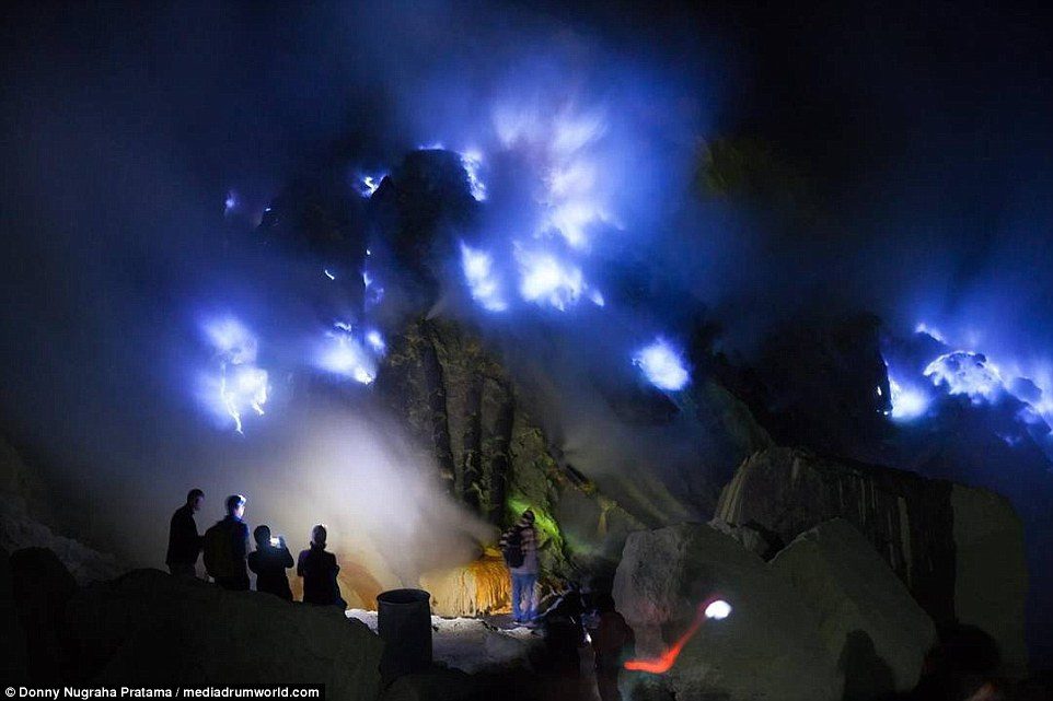 The blue lights are only available to see at night, meaning tourists have to go to extreme lengths to catch a glimpse of the spectacle