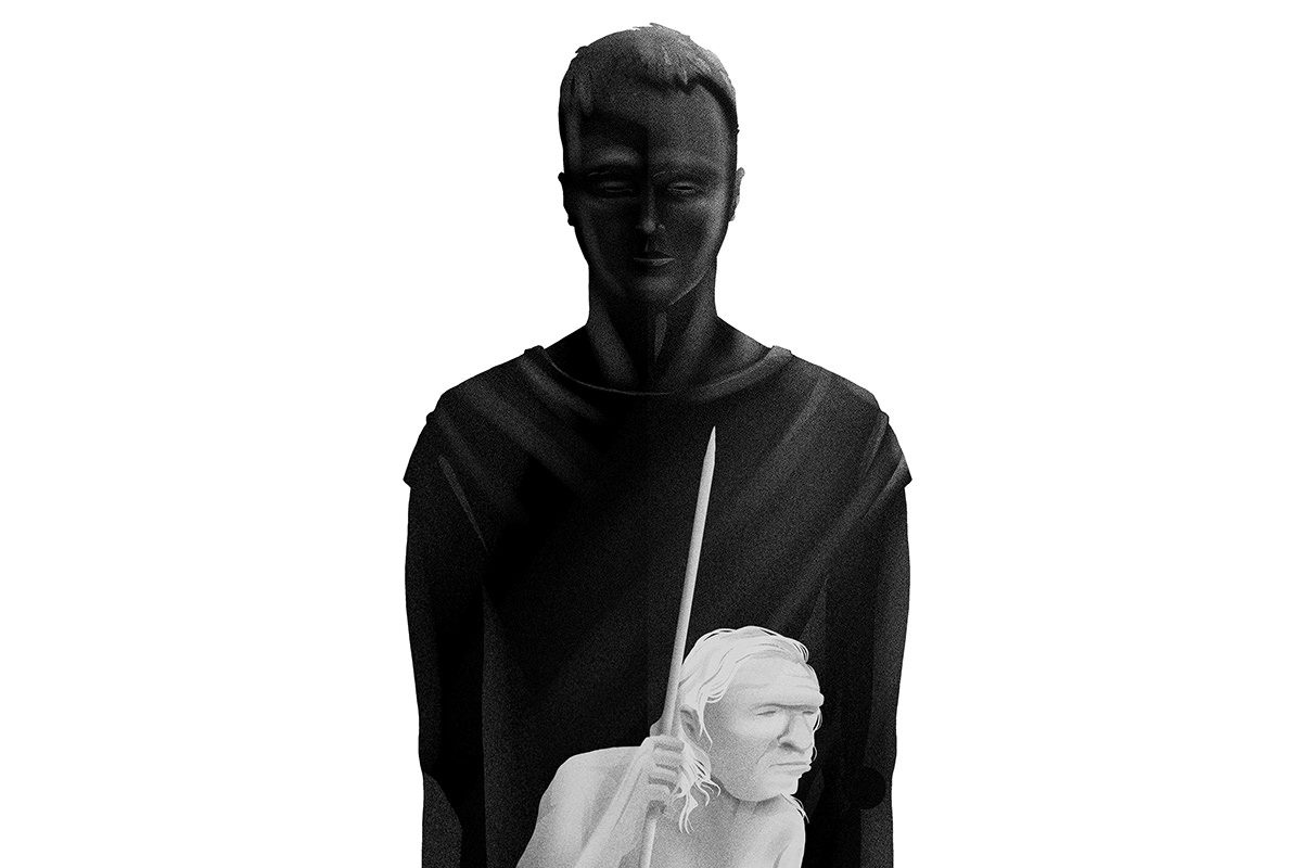 black white statue