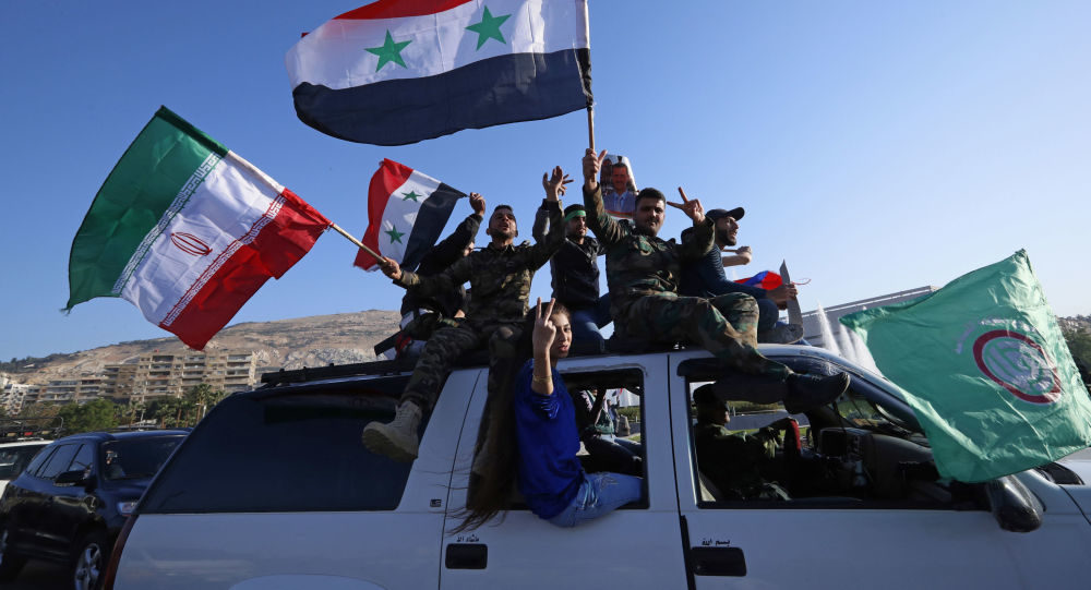 syria iran flags