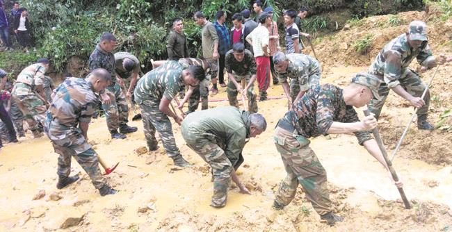 Rescue team in search of survivors