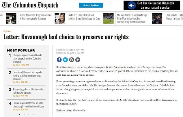 Click to enlarge The Columbus Dispatch Kavanaugh