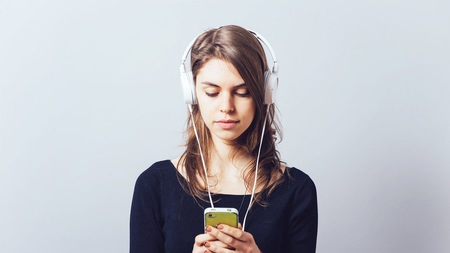 young woman with phone