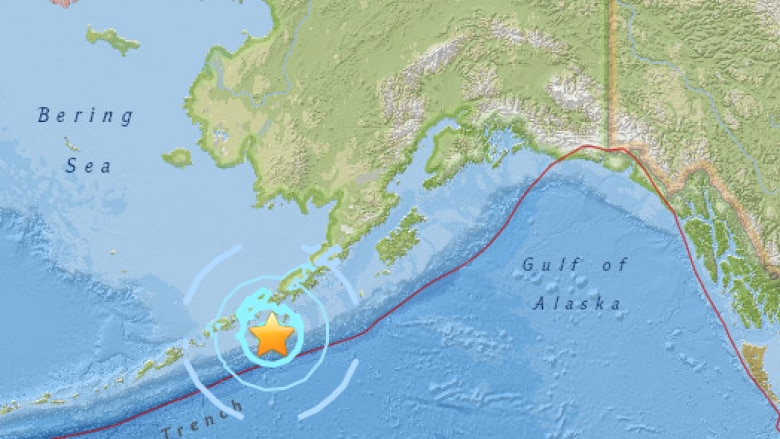 Click to enlarge A magnitude 6.0 earthquake struck to the south of the Alaska peninsula about 100 kilometres south-southwest of Sand Point, Alaska.