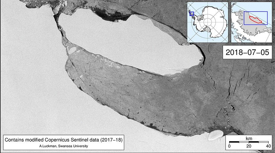 Scientists tracking a massive iceberg that broke free from Antarctica’s Larsen C Ice Shelf last year say dense sea-ice cover has so far prevented it from drifting far out to sea.