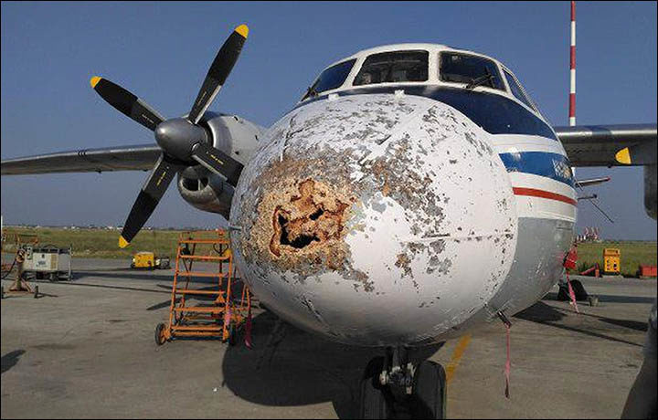 polar airline storm plane damage