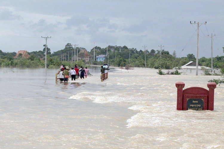 Floods in Phnom Sruoch District in Kampong Speu Province, Cambodia, July 2018.