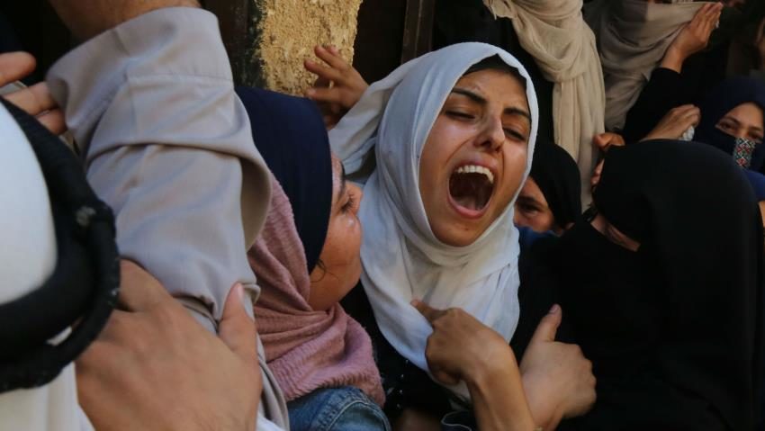 Palestinian woman crying