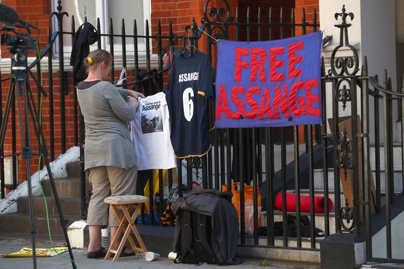 Assange supporters Ecuador Embassy London
