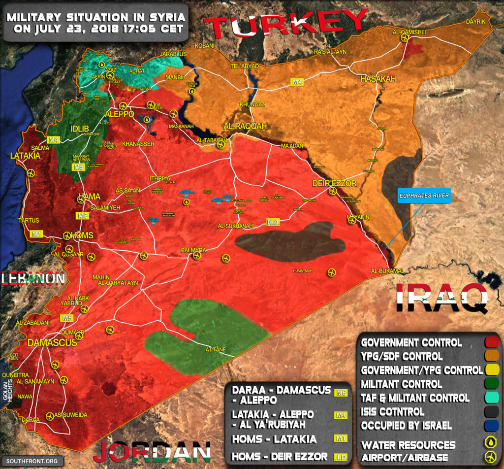 Syria map South Front July 23, 2018