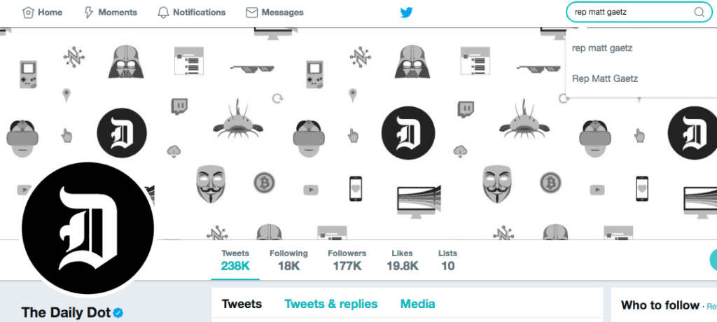 twitter search matt gaetz, gaetz shadow banned