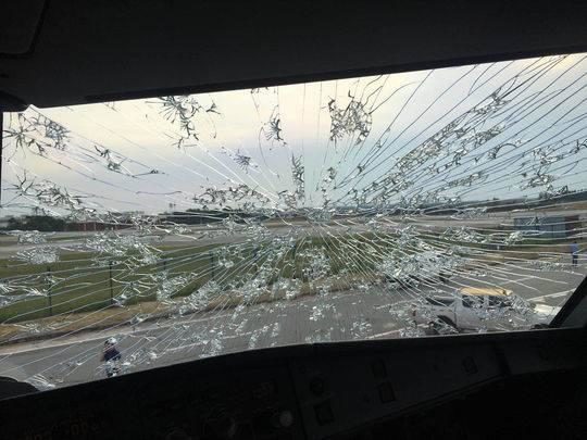Click to enlarge damaged windscreen