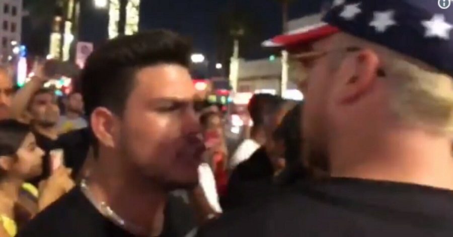 Click to enlarge Brawl at Trump's star in Hollywood