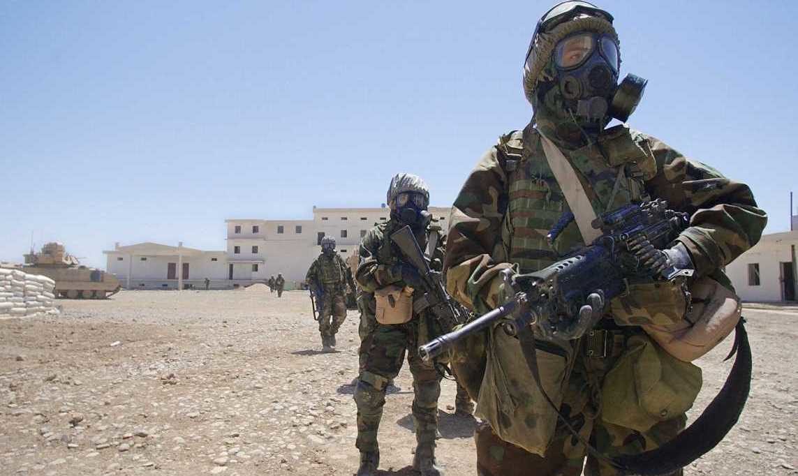 United States Army Middle East Soldiers Gas Mask