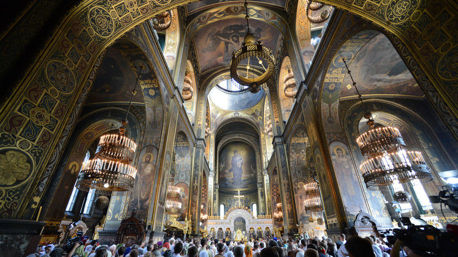 A service commemorating the baptism of Rus' in St. Vladimir Cathedral in Kiev