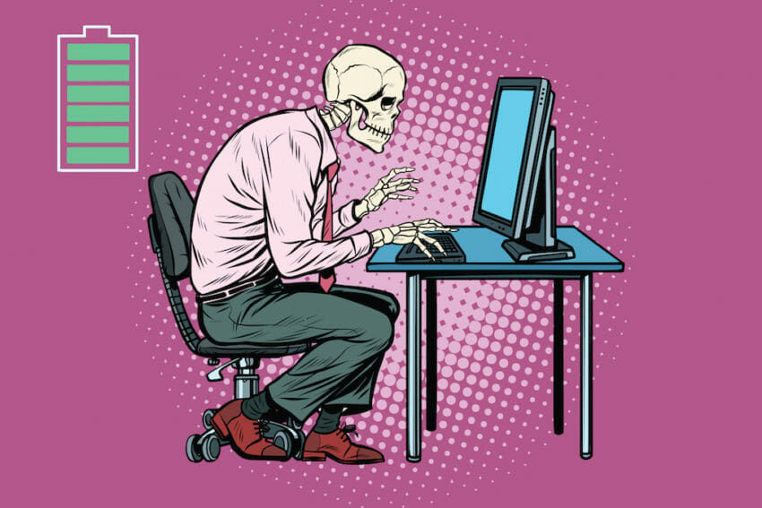 Cartoon working to the bone