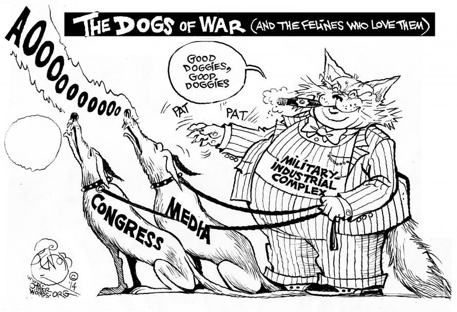 Dogs of war political cartoon