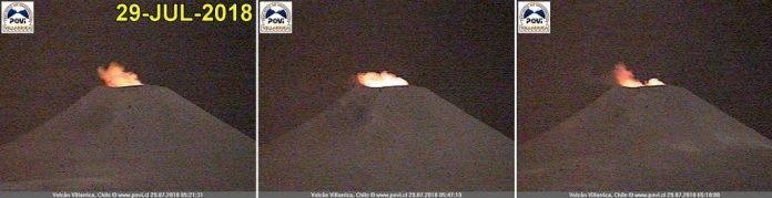Click to enlarge Villarica summit incandescence is growing