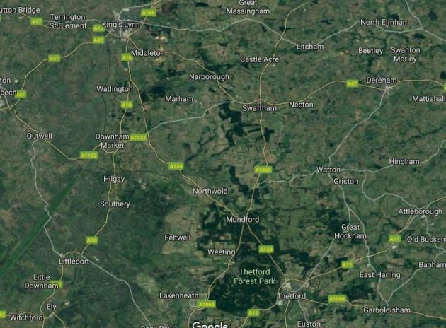 Click to enlarge Map of Norfolk rumble