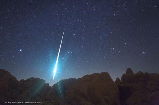 Geminid meteor fireball over Mojave Desert