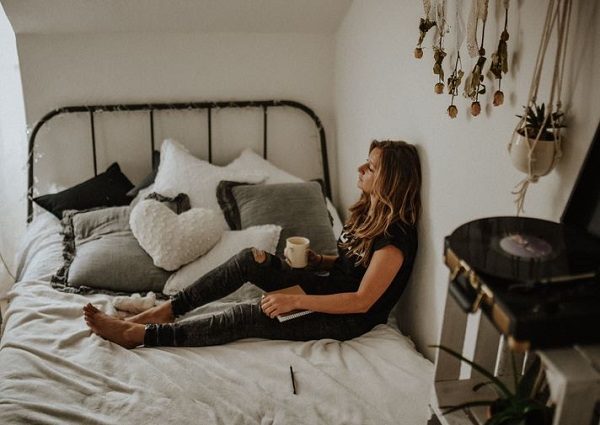 woman on bed