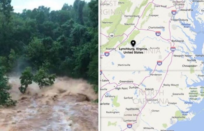 Click to enlarge College Lake Dam about to break in Lynchburg Virginia