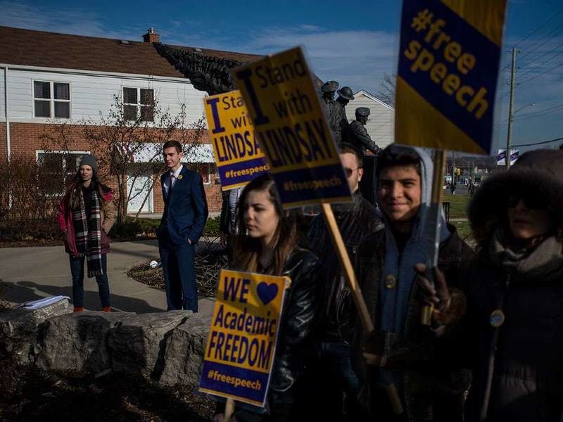 Click to enlarge lindsay shepherd protest Wilfrid Laurier