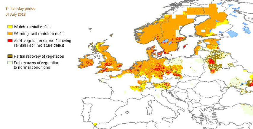 drought map europe 2018