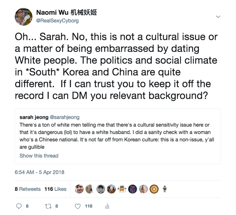 Click to enlarge Naomi Wu tweet Sarah Jeong