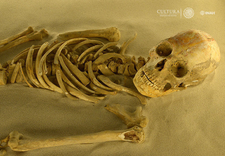 Click to enlarge Ancient Mayan skeleton in Mexico