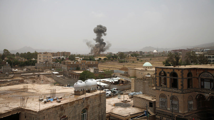 Click to enlarge Saudi coalition airstrike in Sanaa