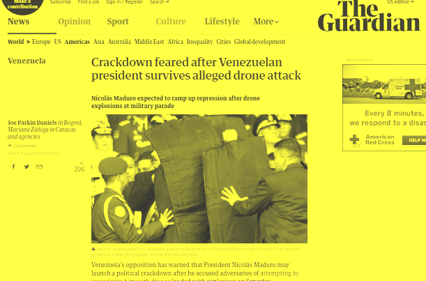 The Guardian's slanted coverage of Saturday's attack on Maduro.