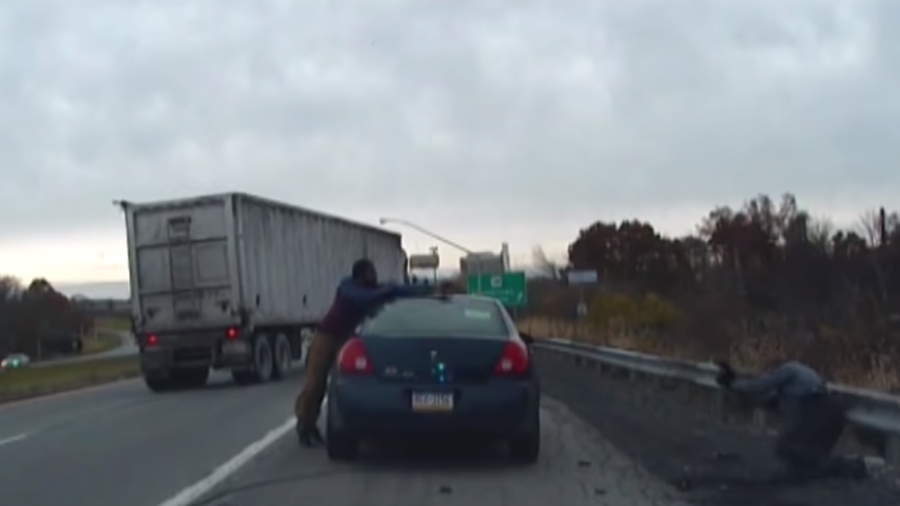 Police dashcam footage shows dramatic shootout at routine traffic stop