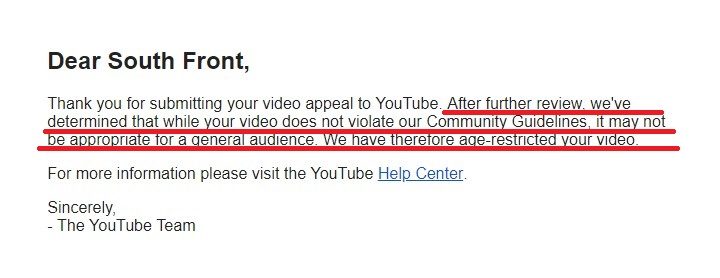 southFront youtube censorship