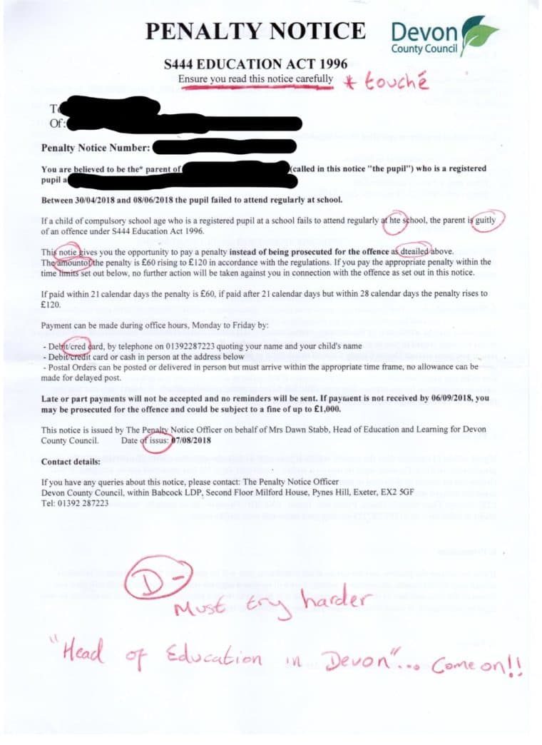 spelling dad fined holiday kids