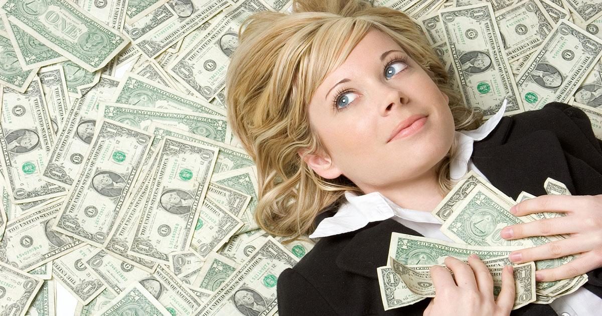 woman dollar bills money