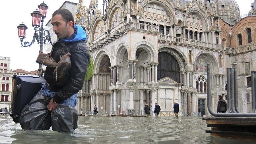 Man wading in water