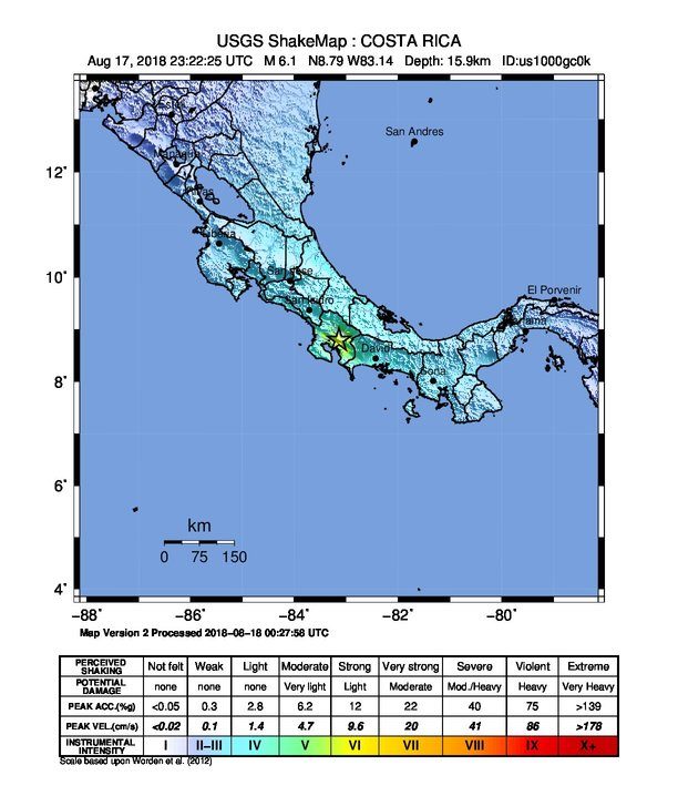 Click to enlarge costa rica quake august 17 2018