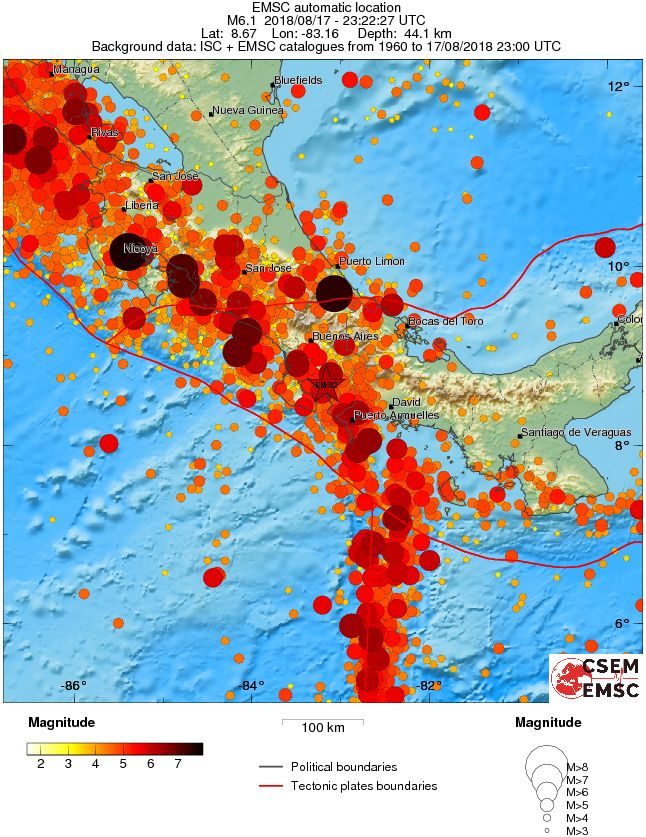Click to enlarge costa rica quake august 17th 2018