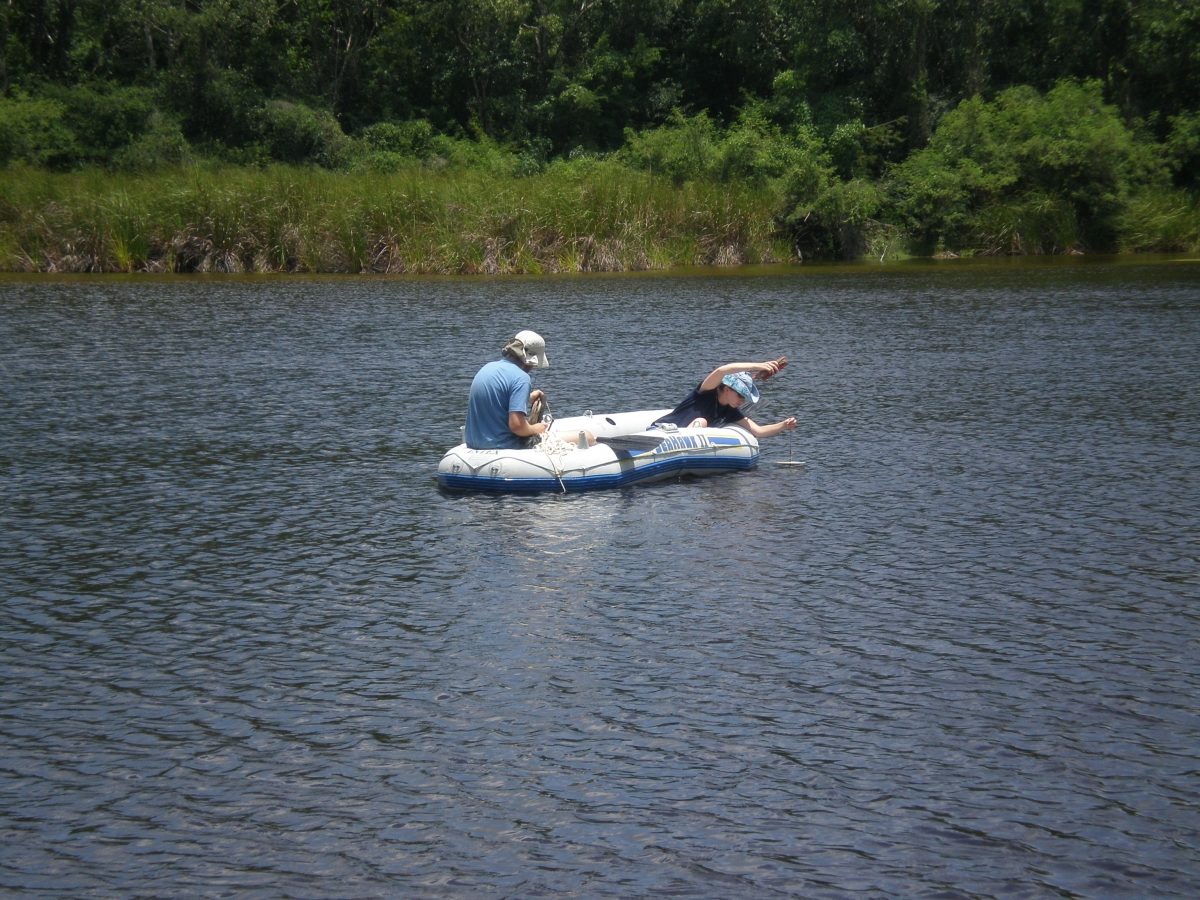 Click to enlarge reasearcher sediment cores