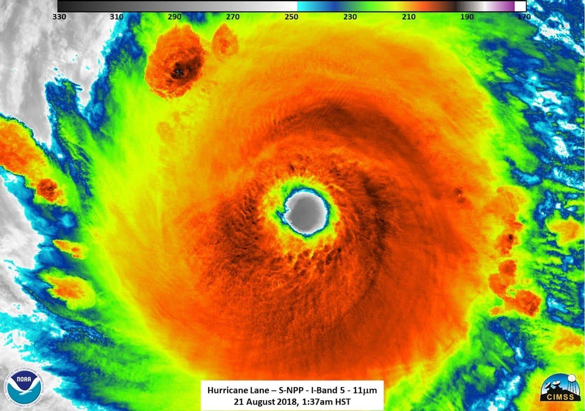 Satellite view of Hurricane Lane