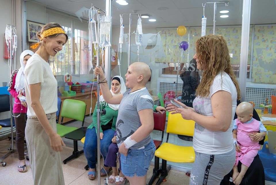 Click to enlarge Asma Assad visit cancer hospital