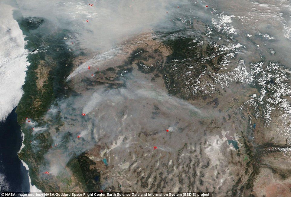 Click to enlarge Over 1.9 million acres are or have been ablaze, and smoke from these fires have traveled along the west to east jet stream and are bringing that smoke across the country as far as the East Coast