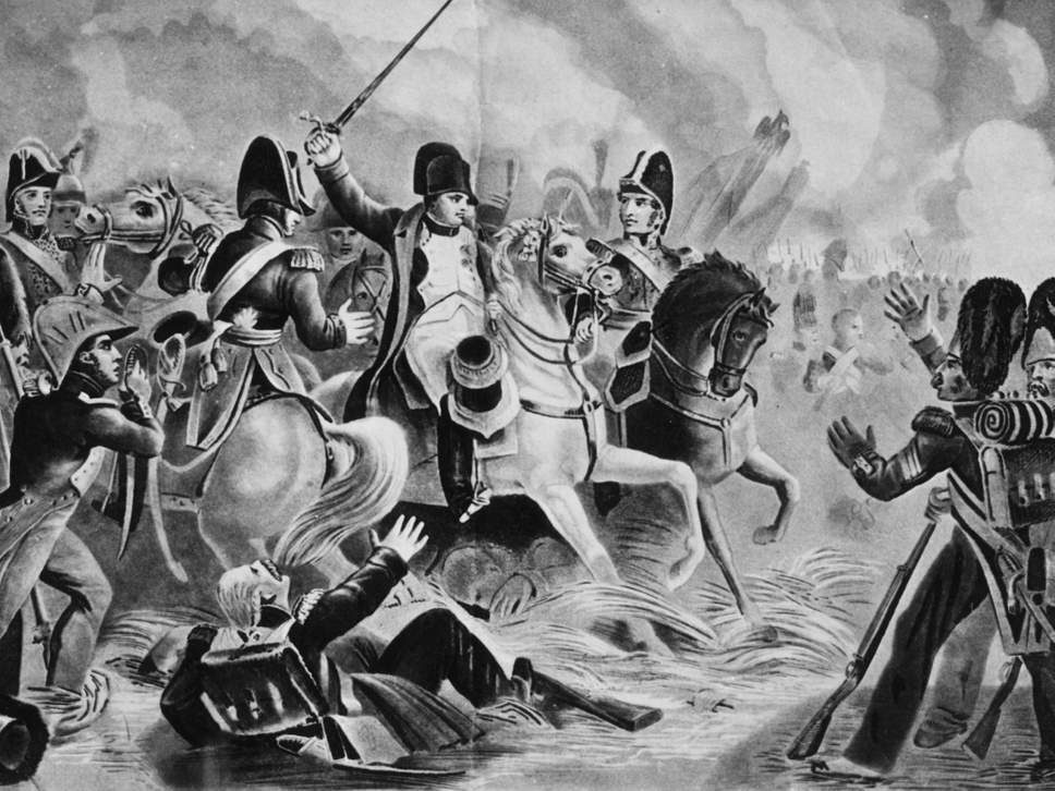 Napoleon tries to lead the final assault by his Imperial Guard at the Battle of Waterloo