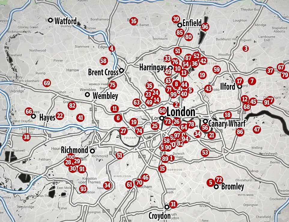 Click to enlarge A total of 100 people have been killed in the capital this year as crime rates soar. Pensioner Carole Harrison is believed to be the 100th homicide victim after she was found dead at her home this week