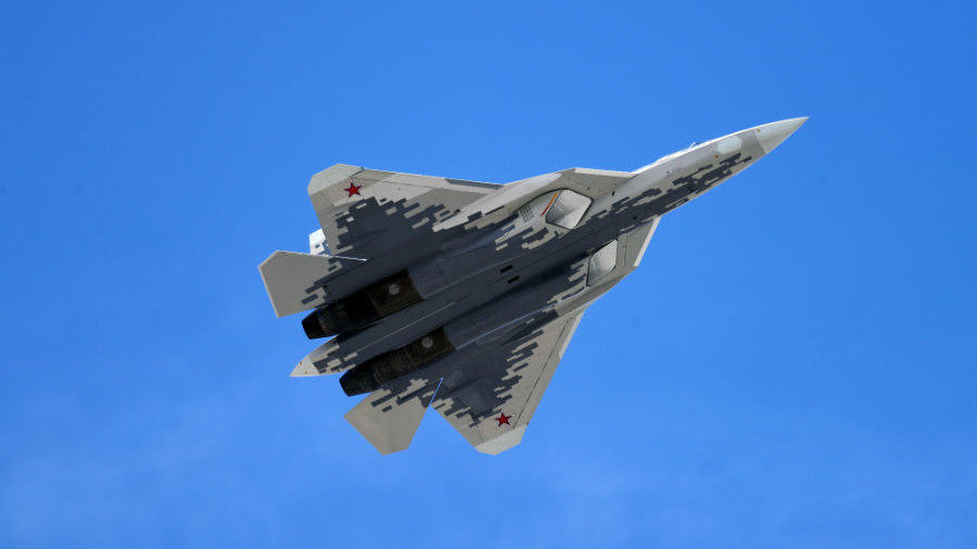 A Su-57 fighter jet