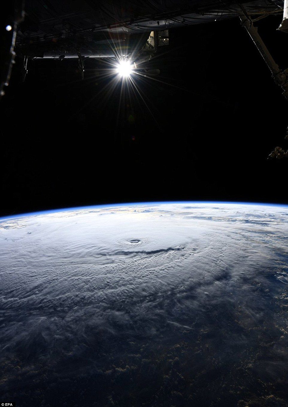 A handout image made available by NASA on 22 August 2018 and taken by an Expedition 56 crew member from the International Space Station shows Hurricane Lane in the Central Pacific Ocean, near Hawaii, August 22, 2018