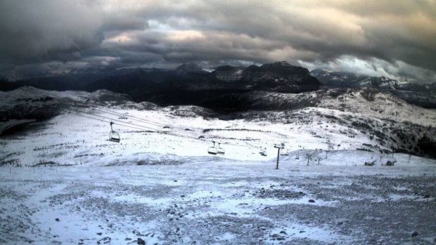 Snow fell in Canmore, Banff and other Alberta mountain communities on Monday, Aug. 27, 2018.