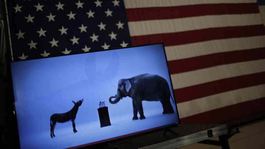 democrats and republicans and US flag