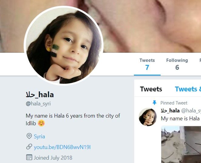 Hala twitter, syrian children exploitation propaganda